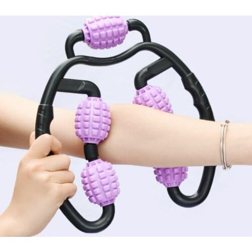 U Shape Trigger Point Massage Roller for Arm Leg Neck Muscle Tissue for Fitness Gym Yoga Pilates Sports 5 Wheel Face Lift Tool