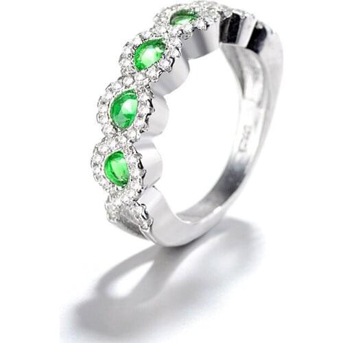 Everoyal Vintage Crystal Green Rings For Women Jewelry Charm 925 Silver Girls Finger Rings Female Engagement Anniversary Bijou
