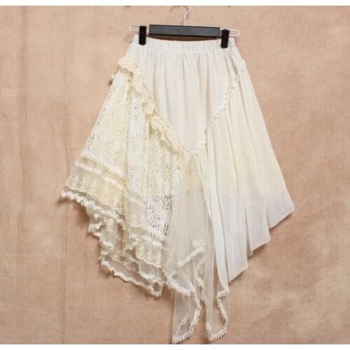 Mori Girl Irregular Lace Skirt Kawaii Princess Fairy Lolita Skirt Women Gothic Skirt Tunic Lolita Novelty Clothing Mori Skirts