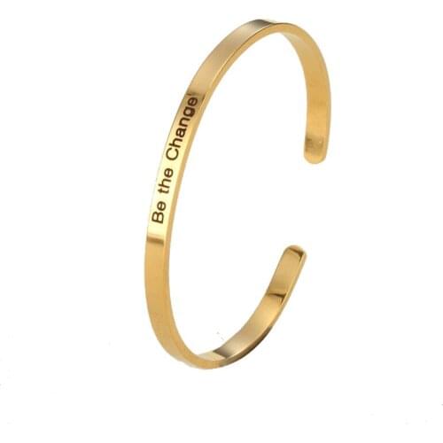 Engraved Be the chance Exquisite Bangle Rose Gold Stainless Steel Simple Women Bracelets Jewelry 2019 Dropshipping