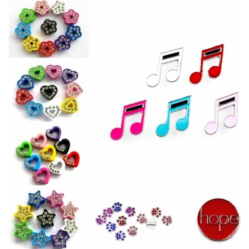 10Pcs/Lot 8mm Slide Charms For Bracelet Making Women Jewelry Colorful Butterfly Stars Heart Flower DIY Belt Pet Collar Keychain