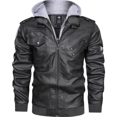 2021 Autumn Winter Mens Motorcycle Leather Jacket Windbreaker Hooded Jackets Male Outwear Warm Biker PU Jackets Plus Size