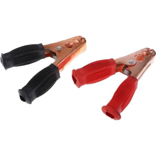 2X Metal Car Battery Clips Crocodile Alligator Test Clamps 500A 155mm Red&Black