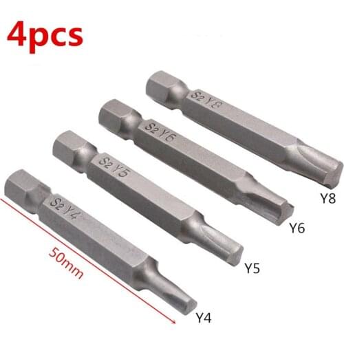 4pcs/set Y Shaped Screwdriver bits for Bicycle Anti-theft Screws 50mm Trident Trigeminal Triangular Head Electric Pneumatic Bit