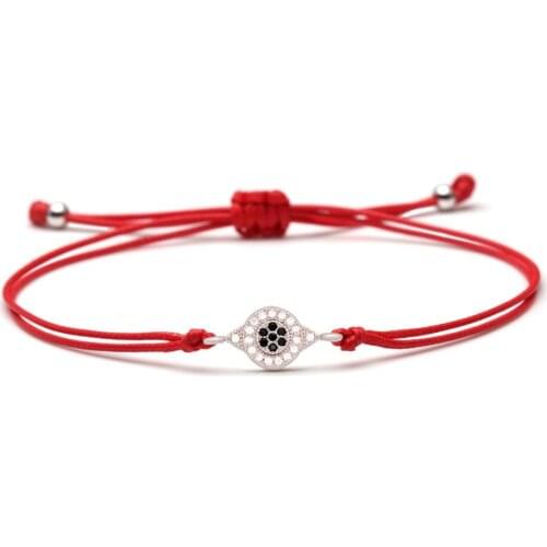 White Blue Zircon Brass Evil Eye Charm Bracelet Women Men Black Green Red String Braided CZ Crystal Braided Adjustable Jewelry