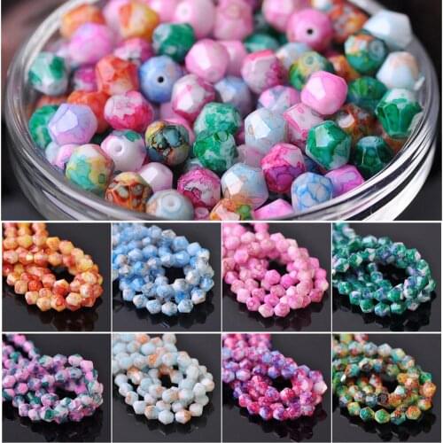 Patterns Coated Bicone Faceted Opqaue Glass 6mm 8mm Loose Spacer Beads Wholesale lot for Jewelry Making Findings DIY