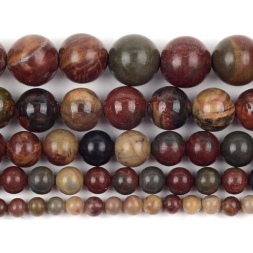 Natural Picasso Jaspers Stone Beads Round Loose Spacer Beads For Jewelry Making 4/6/8/10/12mm DIY Bracelet Handmade
