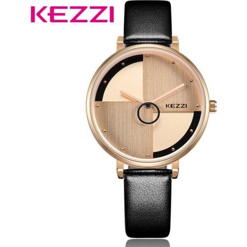 KEZZI Mens Quartz Leather Watch Fashion Creative Circle Seconds Watches Simple Elegant Business Wristwatch Relogio Masculino