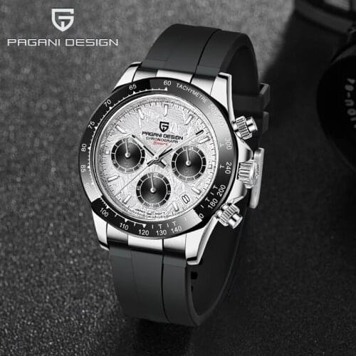 PAGANI DESIGN Top Sapphire Glass Rubber Mens Quartz Wrist Watch VH63 Movement Waterproof 100M Men Chronograph Reloj Hombre 2021