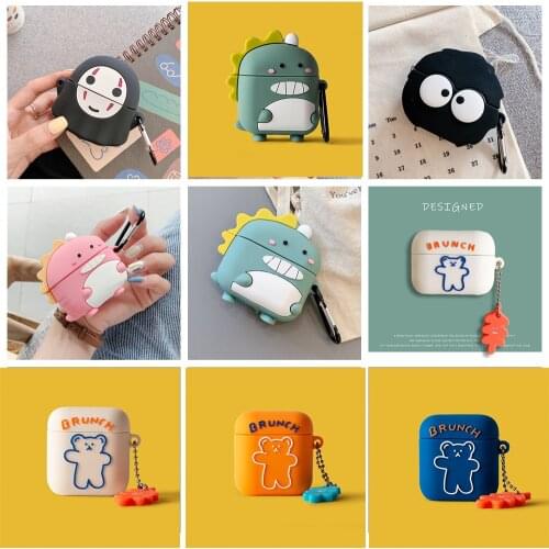 For QCY T8 Case Cute bear Cartoon dinosaur Wireless Earphone Silicone Protection Cover for QCY T 8 Case