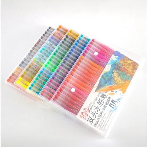 Color Double Head Watercolor Pen Fineliner Pens Fine Brush Tip Colouring Marker For Lettering Felt Art Supplies Drawing Writeing