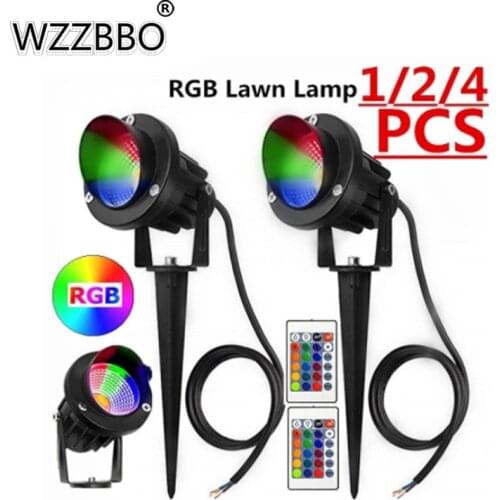 RGB Lawn Light Colorful Remote Control Flood Light Outdoor Waterproof Landscape Spotlight Plug In The Ground To Shine Tree Light