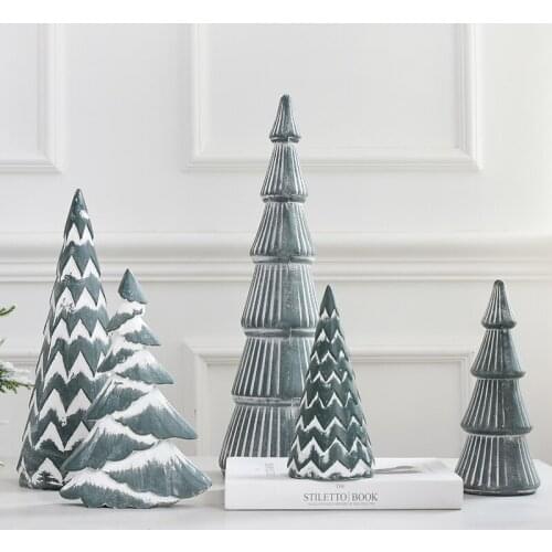 Creative Nordic Morandi Grey Green Mini Wood Powder Christmas Tree Desktop Decoration Christmas Scene Atmosphere Window Decora