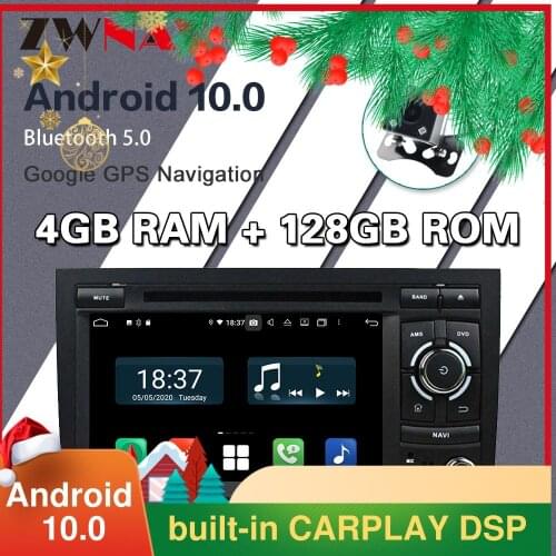 128GB Carplay Android 10 DVD Player for Audi A4 2002 2003 2004 2005 2006 2007 2008 GPS Auto Radio Audio Music Stereo Head unit