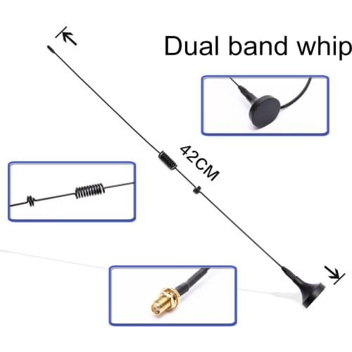 Dual band car two way radio SMA female magnet whip antenna 145/435M