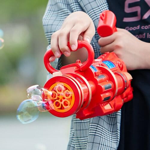Electric Gatling Bubble Machine Children Toy Kids Outdoor Toy Gatling Bubble Gun for Children Adult Toy 2-in-1 Fan and Bubbles