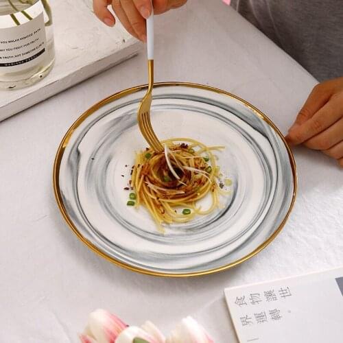 European Marble Phnom Penh Ceramic Western Dessert Plate Cake Plate Steak Plate Household Vegetable Plate