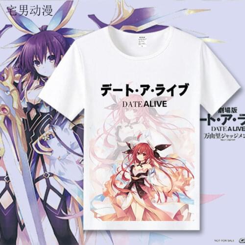 Date A Live Tokisaki Kurumi Cosplay T Shirt Yatogami Tohka Himekawa Yoshino Casual T-Shirt Cartoon Top Tee tshirt Costume