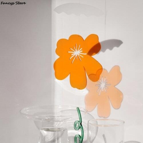 Geometric Acrylic Childlike Wind Bell Decoration Flower Caterpillar Pink Briquettes Elf Window Cute Pendant Dormitory Bedroom