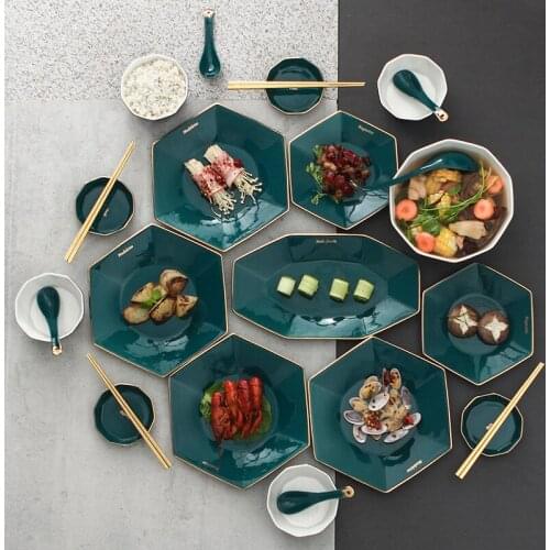 Nordic Ceramic Dishes Creative Phnom Penh Black Green Snacks Western-style Food Hotel Kitchen Desktop Decoration Dish Tableware