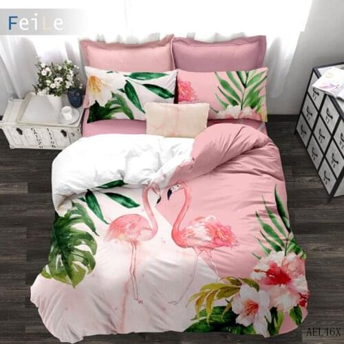 Pink Flamingo 3D Printed Duvet Cover 3pcs Quilt Cover Bedding Set Queen King Comforter Cover Single Double Bedclothes for Kids