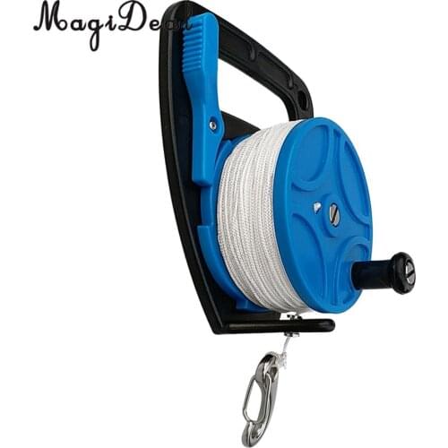 MagiDeal Multi Purpose Scuba Diving Snorkeling Wreck Cave Dive Reel Kayak Anchor & Handle, 83m Strong White Nylon Line, Hook