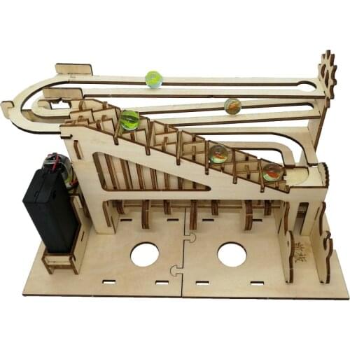 Marble Run Stem Mechanical Stepladder DIY Puzzle Creative Wooden Model Building Kits Assembly Toys For Children Adult Dropship