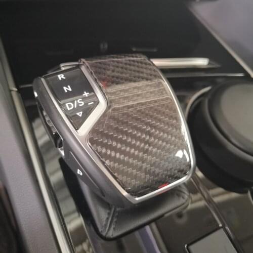 Real Carbon Fiber Car Gear Shift Knob Cover Sticker Moulding Trim for Volkswagen Touareg 2019 Black Red