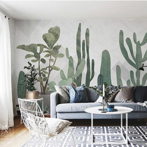 Custom 3D Cactus Wall Mural Wallpaper Home Decor modern minimalist Nature 3D Photo Wall Paper For Living Room Bedroom