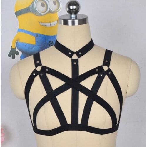 New Valentines Day gift sexy lingerie Gothic Harajuku harness can adjust cage bra black body harness elastic bondage harness