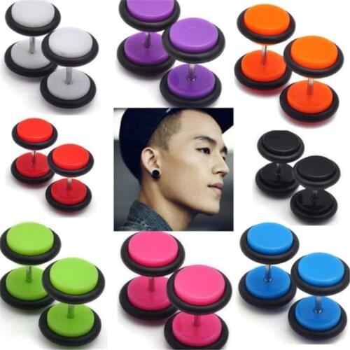 PINKSEE Mix 16 Pcs Stainless Steel Colorful Ear Plug Gauge Illusion Punk Style Body Piercing Jewelry Accessories