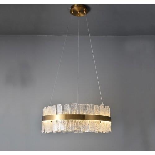 Postmodern ice cracked glass round ring dining room lamp LED Hanging Lamp for Living Room Kitchen Indoor home decor lights