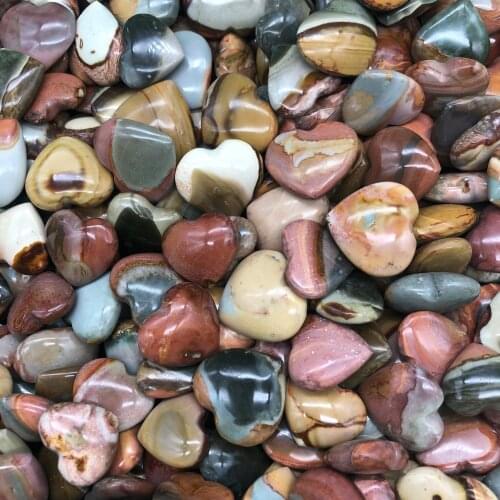 Natural Colorful Red Yellow Mookite heart-shaped Crystal Stone Energy Healing Quartz Stone For Decoration