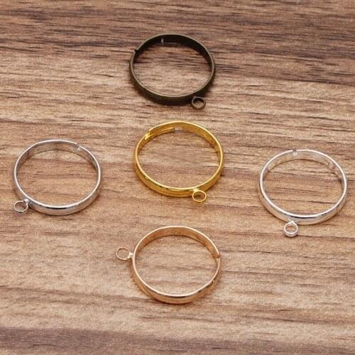 200pcs Copper Adjustable Ring Settings Blanks with 3mm Circle Hanger Loop Ring Base DIY Jewelry Making Findings Supplies