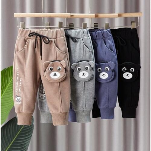 6-month-old-4-year-old boy cartoon pants spring and autumn pants sportswear casual fashion pants cute bear 3D cartoon pants