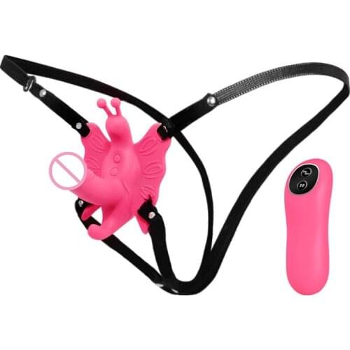 Silicone Butterfly Wearable Dildo Vibrator Harness Strap On G spot Clitoris Stimulator Vagina Massage Masturbation Adult Sex Toy