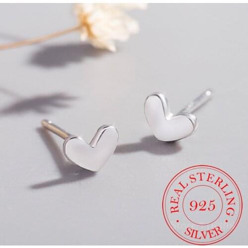 925 Sterling Silver Piercing Small Heart Stud Earrings for Women Girls Kids Wedding Party Gift Femme Jewelry pendientes