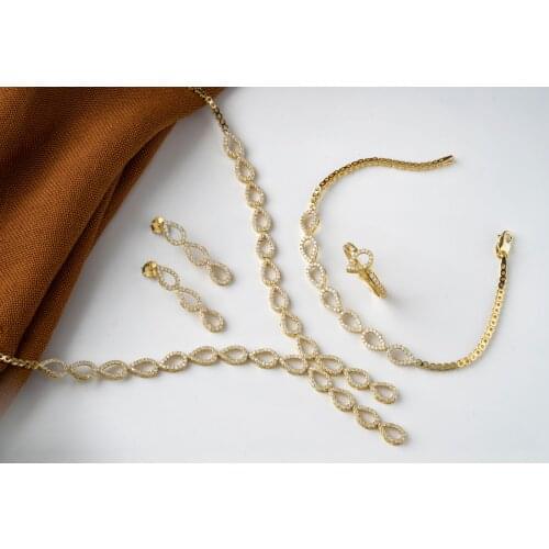 4 Bride Zirconia stone 925 sterling silver Full Jewelry Sets For Women Party, Luxury Turkish Crystal Wedding Set Necklace, Ring