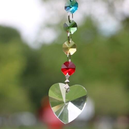 1PCS 28mm 40mm Hanging Suncatcher Crystal Heart Pendant Chandelier Prism Parts Rainbow Maker Home Decoration