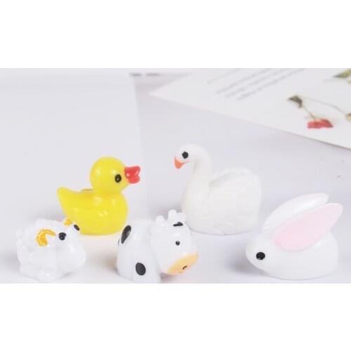 10PCS Mini Slime Charms Resin Animals Cartoon Cute Duck Rabbit Cow Slime Accessories Making Supplies For DIY Scrapbooking Crafts
