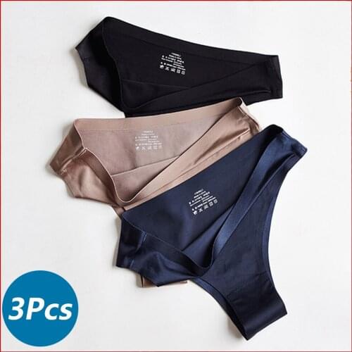3Pcs/lot Seamless Women Underpants Silk Underwear Womens Soft Thongs G-String Low Rise Female Fashion T-Back Lady Lingerie Tanga