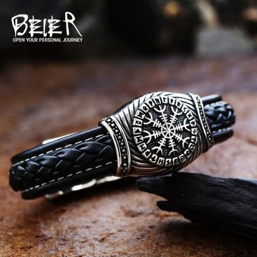 Beier 316L Stainless Steel dropshipping thors hammer mjolnir bracelet viking scandinavian norse viking bracelet Men BC-L054