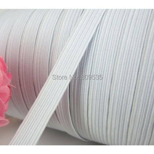 Free Shipping 100yard White 1/3" (8.0mm) Black Soft Knitted Braided Elastic