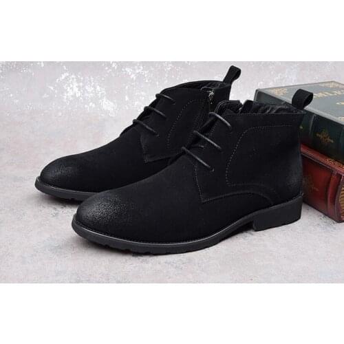 Winter men boots pointed toe handmade ankle boots Nubuck leather mens boots lace up casual shoes Fashion boots