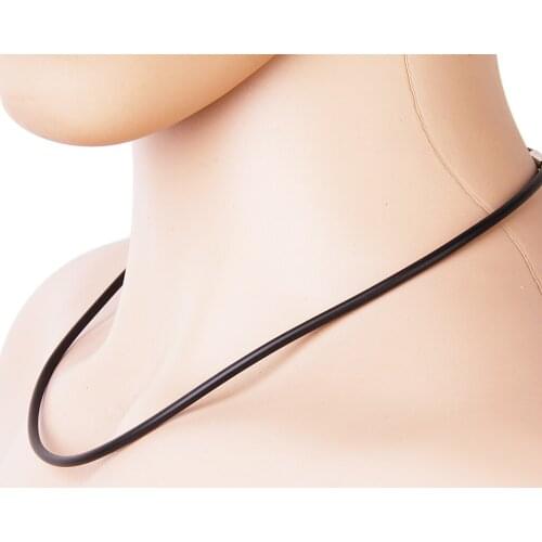 3pcs 16/18/20 Inch Black Rubber Stainless Steel Link Cord Necklace Chain