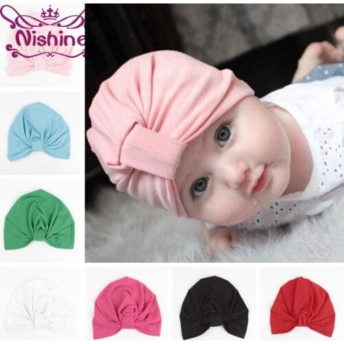 Nishine India Style Kids Turban Hat Cotton Blend Newborn Beanie Stylish Top Knot Caps Photo Props Children Shower Gift