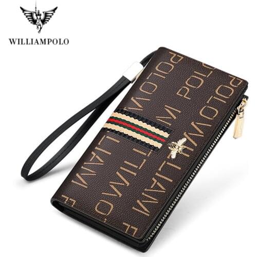 Williampolo 2021 Long Wallte Women Leather High capacity Multi-card phone coin Money purses lady purses casul card holder Wallet