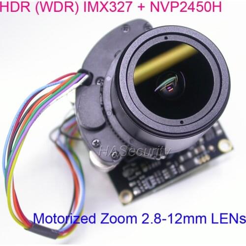 HDR (WDR) motorized Zoom 2.8-12mm LENs AHD (1080P) 1/2.8" Sony STARVIS IMX327 + NVP2450 CCTV camera PCB board module + OSD cable