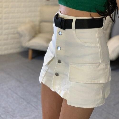 Hot Sexy Women Mini Skirt Night Club High Waist Denim Skirts Summer Single Buttons Black White Ladies Slim Jeans Shorts Skirt