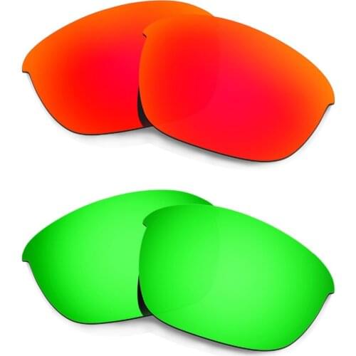 HKUCO For Half Jacket 2.0 Polarized Replacement Lenses 2 Pairs --Red & Emerald Green--Increase Clarity